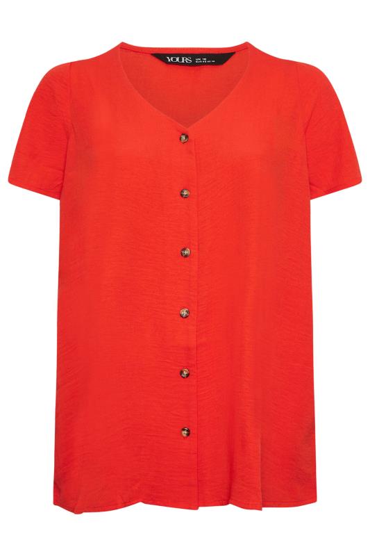 YOURS Plus Size Red Button Front Blouse | Yours Clothing 5