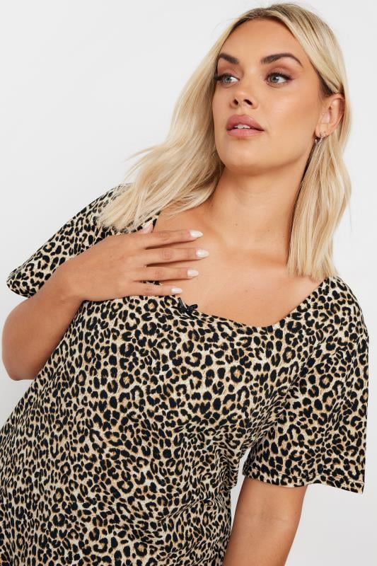 YOURS Plus Size Brown Leopard Print Bow Top | Yours Clothing 4