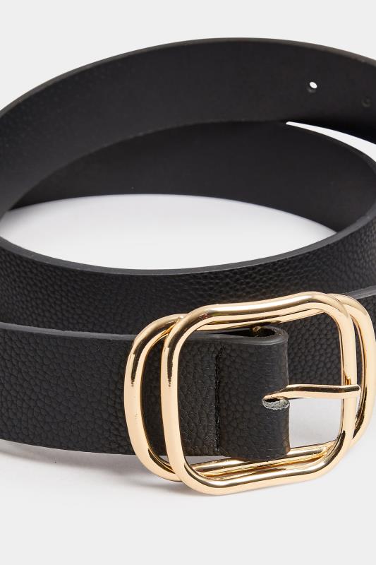 Black & Gold Double Buckle Belt | Yours Clothing