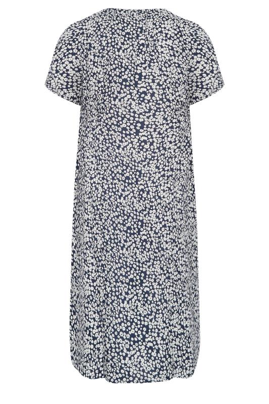 YOURS Plus Size Navy Blue Ditsy Print Tea Dress | Yours Clothing 7