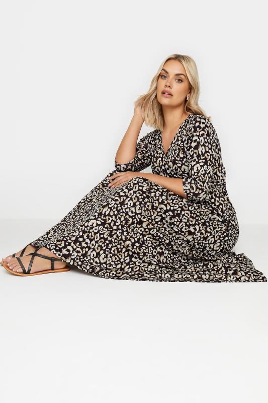 YOURS Plus Size Black Leopard Print Maxi Print | Yours Clothing 5