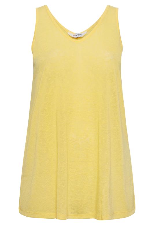 YOURS Curve Plus Size Yellow Linen Look Vest Top | Yours Clothing  5