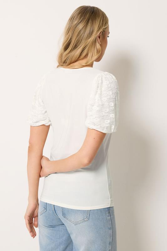 LTS Tall Women's White Lace Sleeve T-Shirt | Long Tall Sally 4