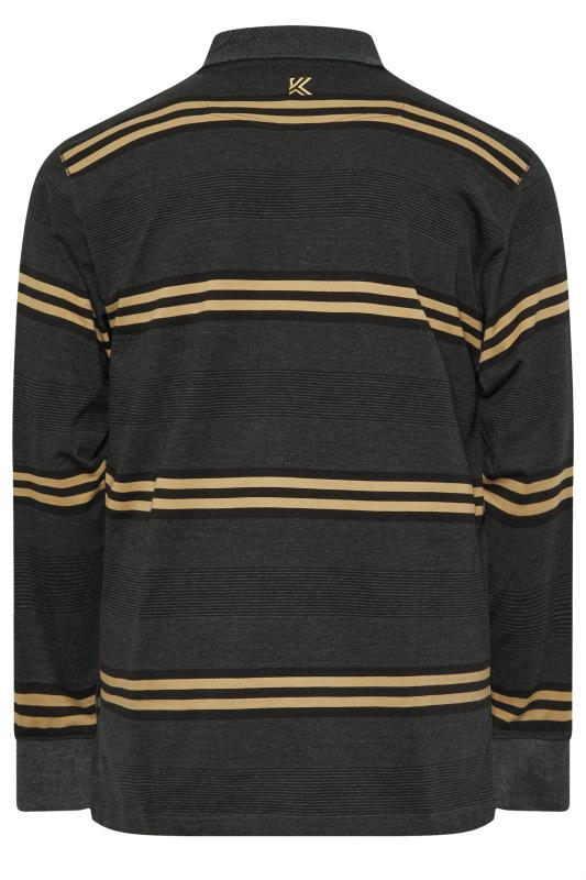 KAM Charcoal Long Sleeve Rugby Striped Polo Shirt | BadRhino 4