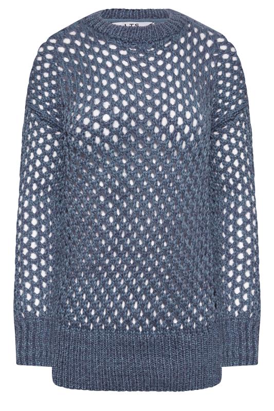 LTS Tall Womens Denim Blue Crochet Jumper | Long Tall Sally  6