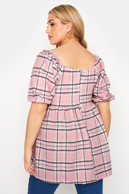 LIMITED COLLECTION Curve Pink Check Milkmaid Top_C.jpg
