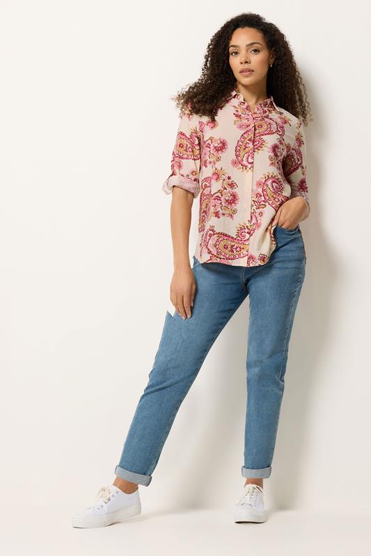 M&Co Pink Paisley Print Tab Sleeve Shirt 1