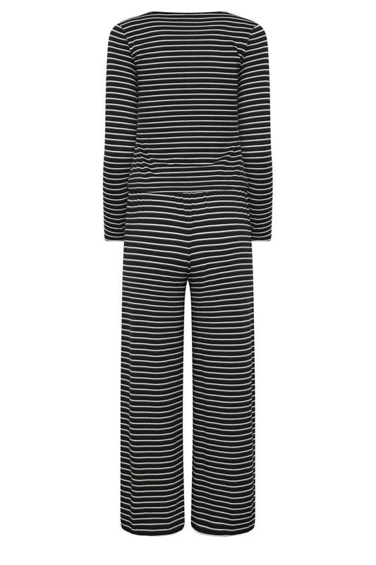 PixieGirl Petite Women's Set Black Stripe Cotton Button Top & Wide Leg Trousers | PixieGirl 6