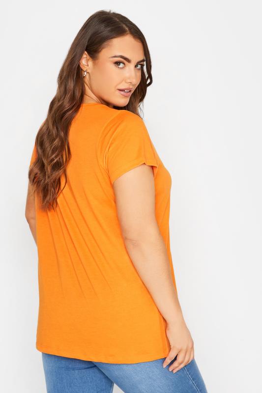 Plus Size Bright Orange Essential Short Sleeve T-Shirt | Yours Clothing  3