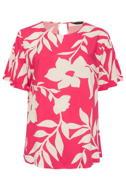 YOURS Curve Plus Size Hot Pink Floral Top | Yours Clothing  6