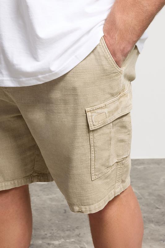 BadRhino Big & Tall Stone Brown Washed Slub Cotton Cargo Shorts | BadRhino 5