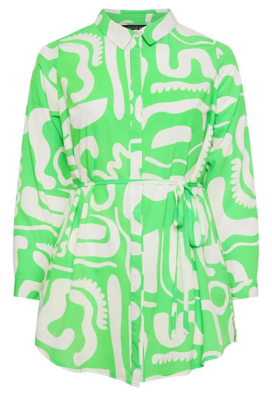 YOURS Plus Size Green Abstract Print Longline Shirt | Yours Clothing 5
