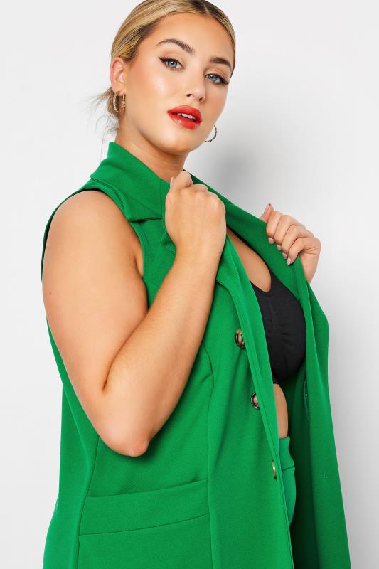 LIMITED COLLECTION Curve Apple Green Button Front Sleeveless Blazer_E.jpg