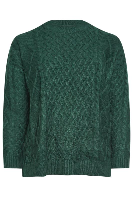 YOURS Plus Size Green Cable Knit Jumper | Yours Clothing 6