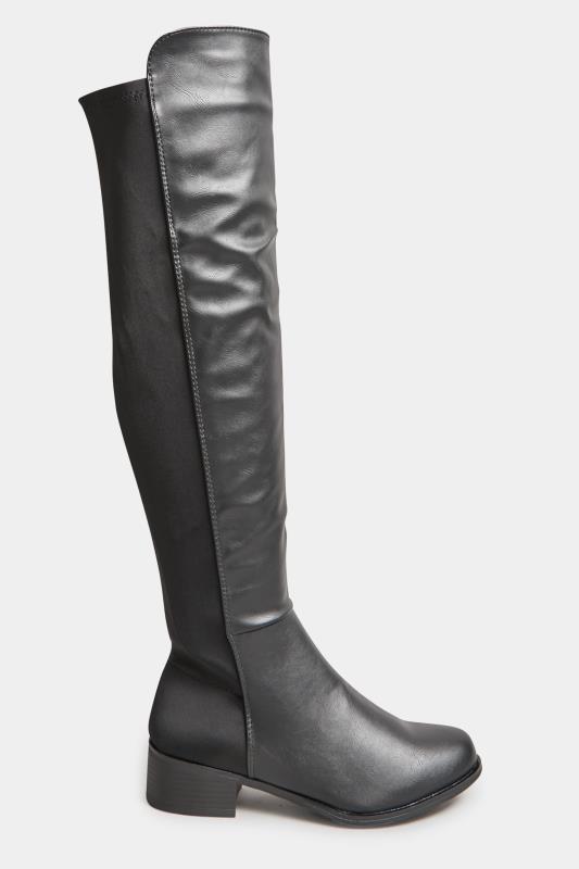 PixieGirl Black Stretch Over The Knee Boots In Standard D Fit | PixieGirl 4