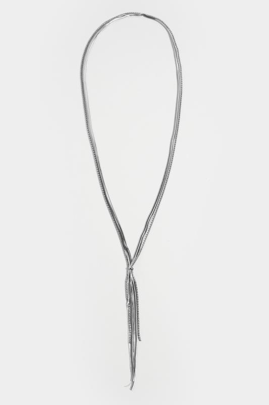  Tallas Grandes Silver & Black Tone Chain Knot Necklace