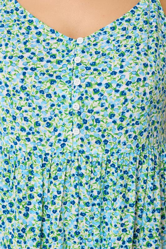 YOURS Plus Size Blue Ditsy Floral Strappy Midi Sundress | Yours Clothing 4