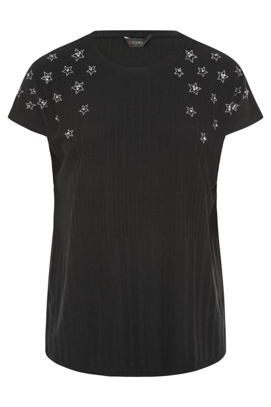 Plus Size Black Star Embellished Tunic Top | Yours Clothing 5