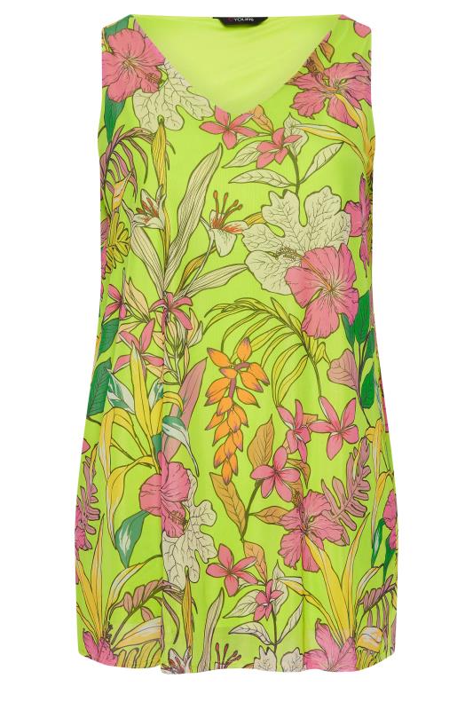 YOURS Curve Plus Size Green Floral Double Layer Vest Top | Yours Clothing  5