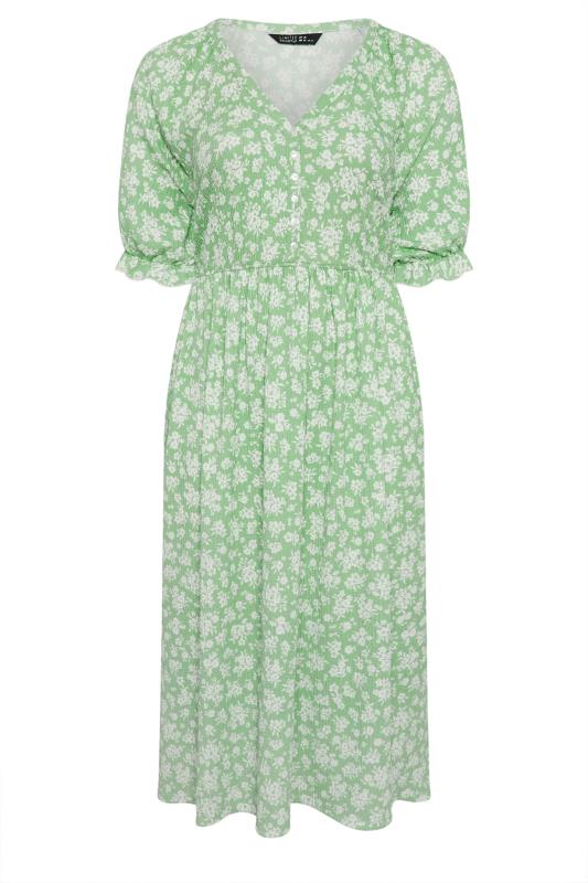 LIMITED COLLECTION Plus Size Green Vintage Floral Textured Midaxi Dress | Yours Clothing 5