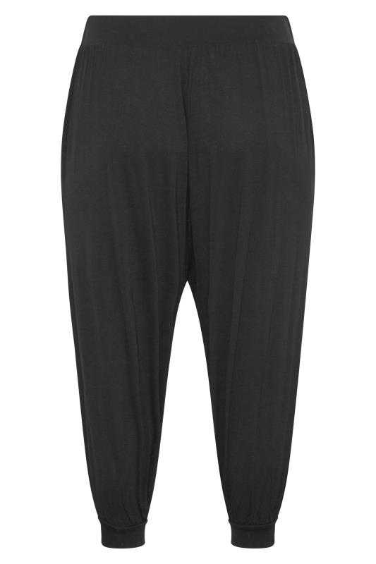 Plus Size Black Cropped Jersey Harem Joggers | Yours Clothing 5
