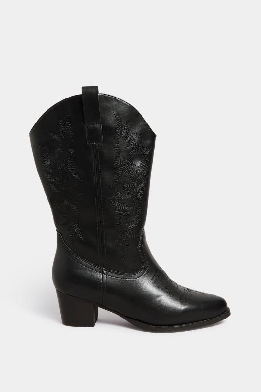 LIMITED COLLECTION Black Cowboy Boots in Extra Wide EEE Fit | Yours Clothing 3