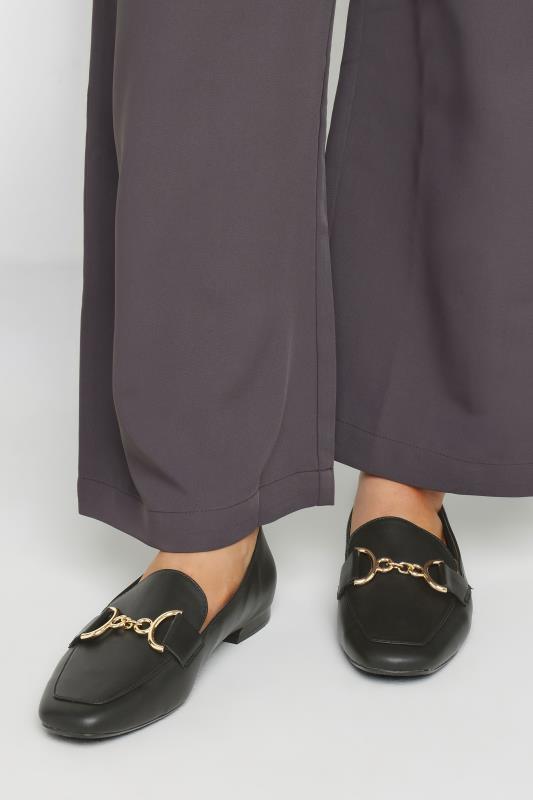 Plus Size  Black Link Loafer In Wide E Fit
