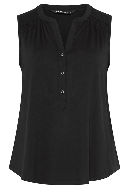 YOURS Plus Size Black Notch Neck Swing Blouse | Yours Clothing 5