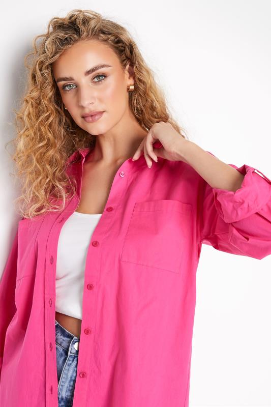 LTS Tall Women's Hot Pink Oversized Cotton Shirt | Long Tall Sally 5