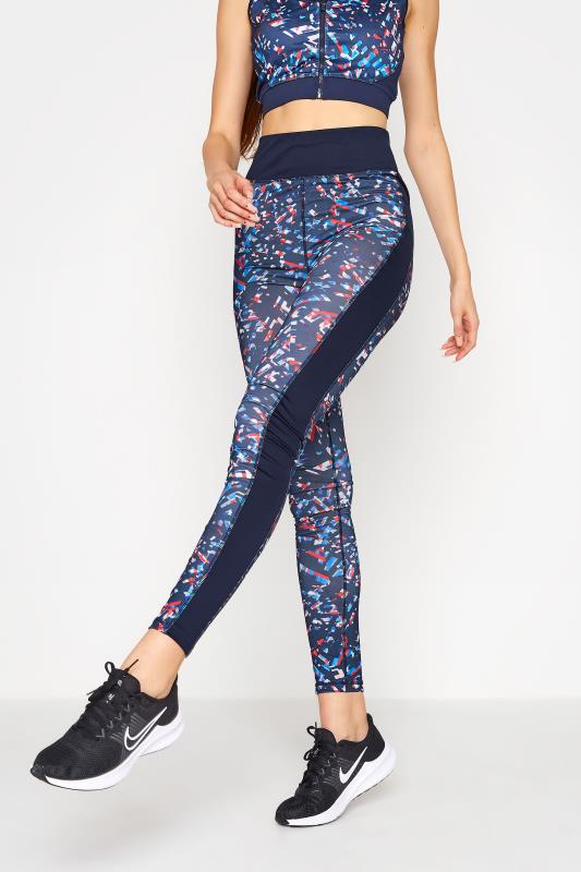  dla puszystych LTS ACTIVE Tall Navy Blue Mixed Print Stretch High Waisted Gym Leggings