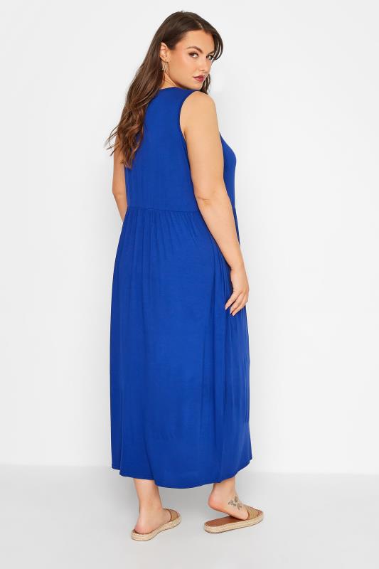 LIMITED COLLECTION Curve Cobalt Blue Sleeveless Pocket Maxi Dress 3