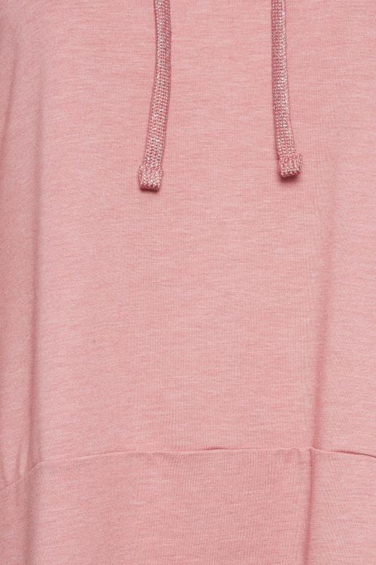 YOURS Plus Size Pink Metallic Cord Dipped Hem Hoodie | Yours Clothing 5
