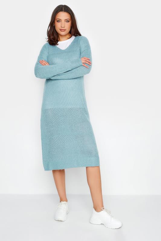 LTS Tall Women's Denim Blue Knitted Midi Dress | Long Tall Sally 1