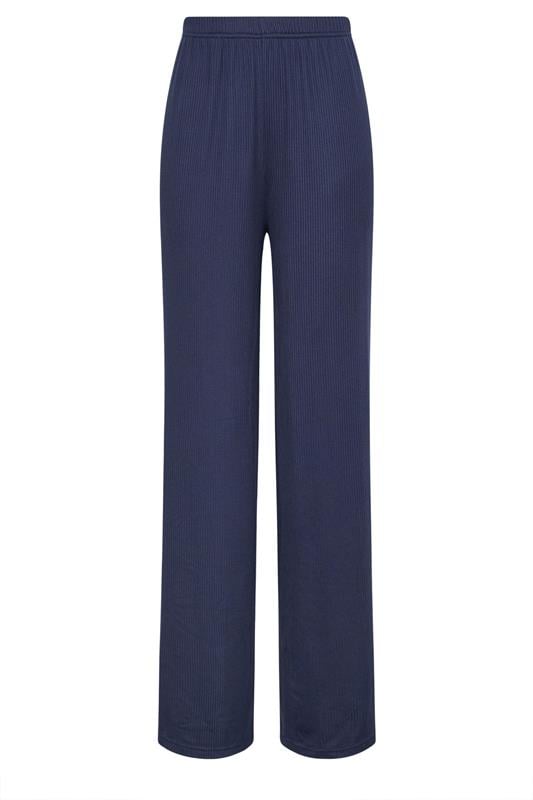 LTS Tall Women's Navy Blue Ribbed Wide Leg Trousers | Long Tall Sally 7