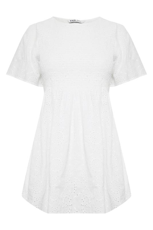 YOURS Plus Size White Broderie Anglaise Shirred Top | Yours Clothing 6