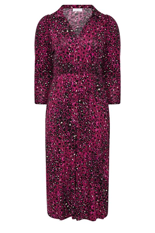 YOURS LONDON Plus Size Pink Animal Print Shirred Waist Dress | Yours Clothing 6