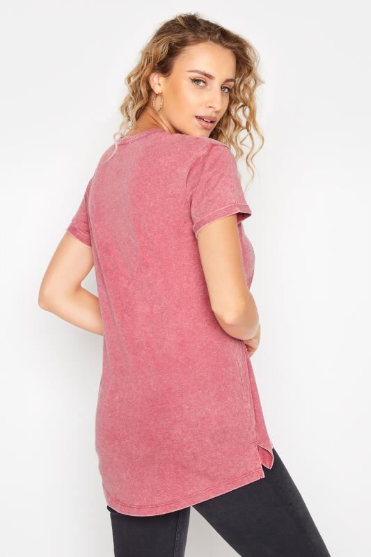LTS Tall Pink Acid Wash Star Embellished T-Shirt 3