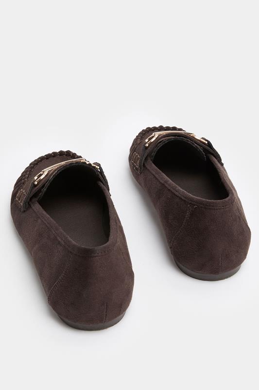 Chocolate Brown Faux Suede Loafers In Wide E Fit | Yours Clothing 4