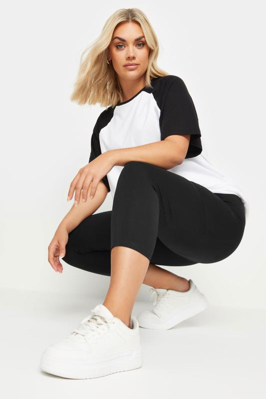 YOURS Plus Size Black Side Pocket Cropped Leggings | Yours Clothing 4