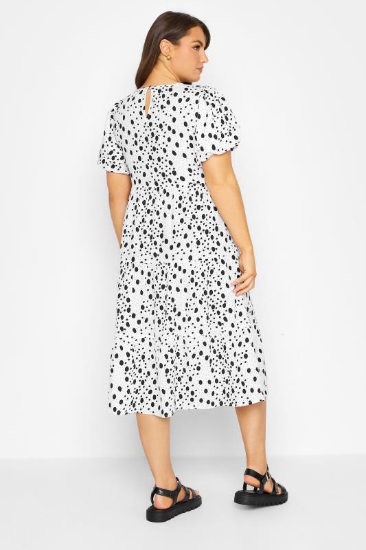 Plus Size White Dalmatian Print Tiered Smock Midaxi Dress | Yours Clothing 3