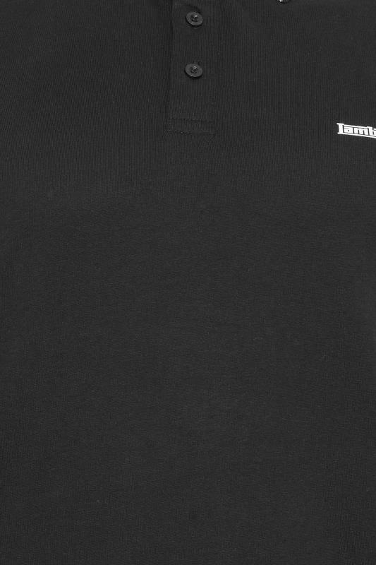 LAMBRETTA Big & Tall Black Check Collar Polo Shirt | BadRhino  2