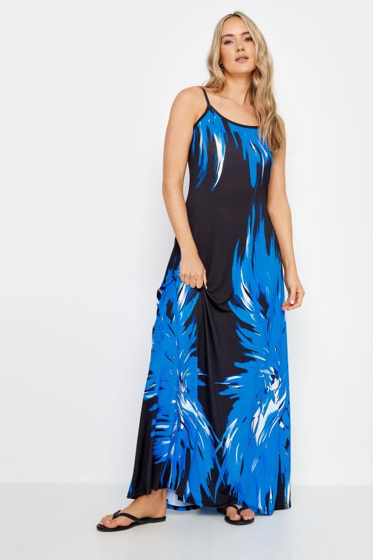 LTS Tall Women's Black & Blue Floral Print Maxi Dress | Long Tall Sally 1