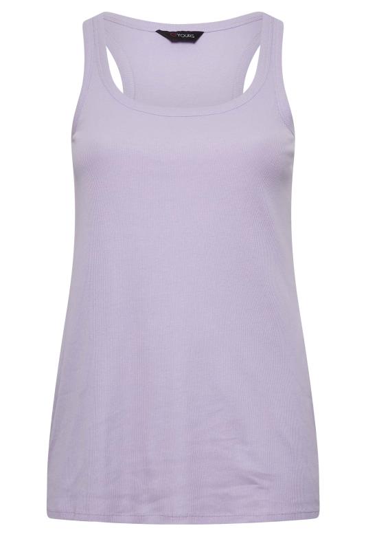 YOURS Curve Plus Size Lilac Purple Ribbed Racer Back Vest Top | Yours Clothing  6
