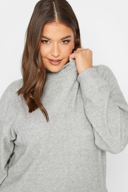 YOURS Plus Size Grey Soft Touch Ribbed Jumper | Yours Clothing 4
