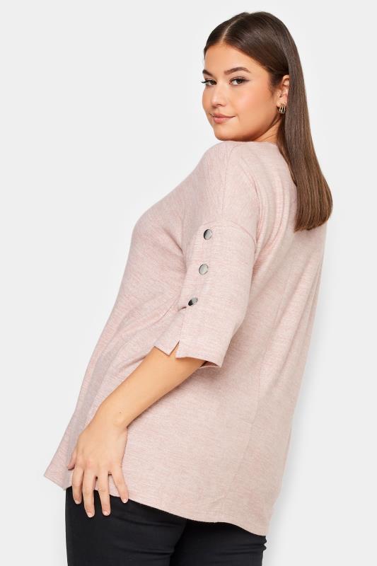 YOURS Plus Size Pink Soft Touch Button Detail Top | Yours Clothing 3