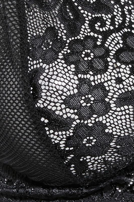 Plus-Size Black Lace Fishnet Bra | Yours Clothing 3