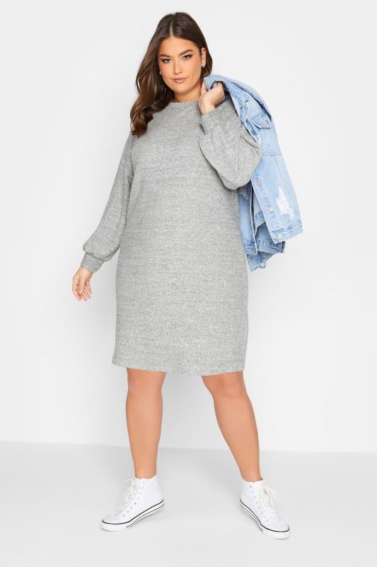 YOURS Plus Size Grey Marl Soft Touch Midi Dress | Yours Clothing 2