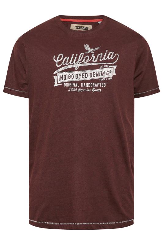 D555 Big & Tall Burgundy Red California Eagle Print T-Shirt | BadRhino 3