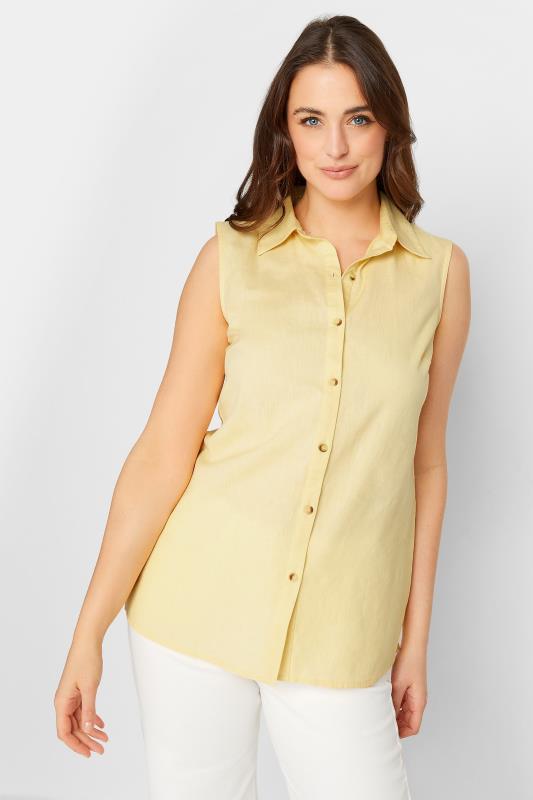 Tall  LTS Tall Yellow Sleeveless Linen Blend Shirt