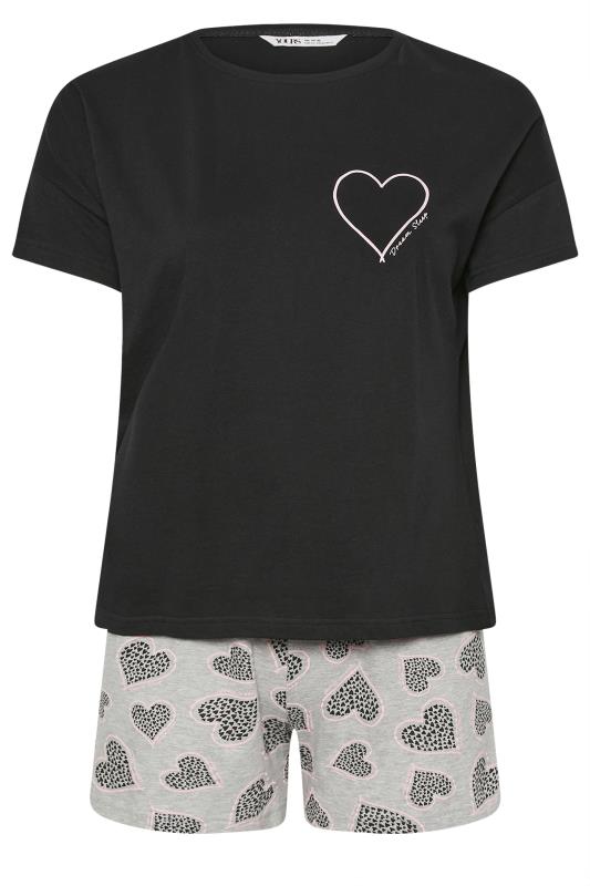 YOURS Plus Size Black Heart Print Pyjama Set | Yours Clothing 6